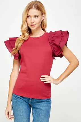Diane Flutter Ruffle Sleeve Top