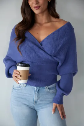 Don’t Start Now Cross Wrap Sweater - Marlin
