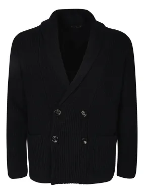 Double-breasted black cardigan