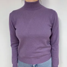Dusky Purple Cashmere Polo Neck Jumper Small
