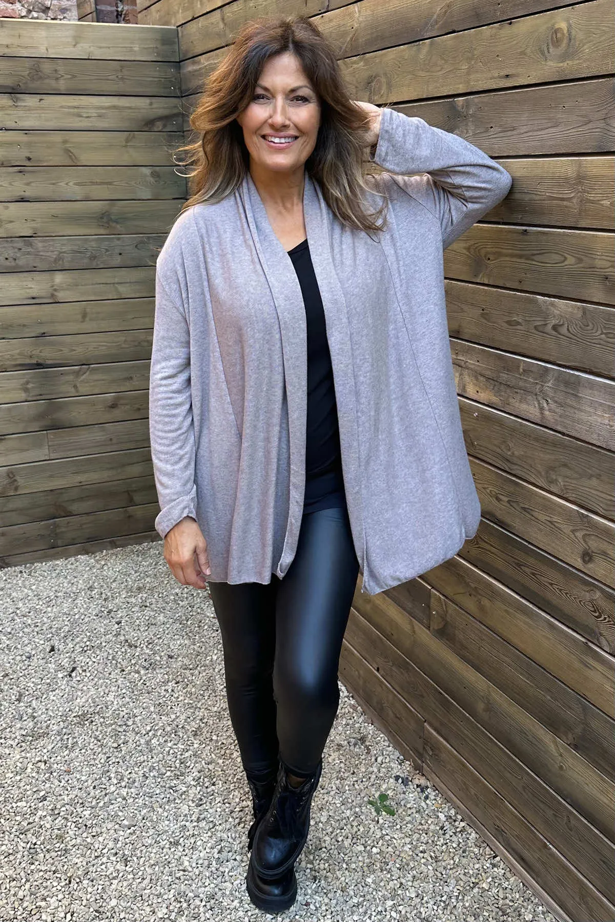 Eadie Drape Front Cardigan Mocha
