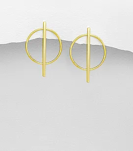 Edge Circle Bar .925 Sterling Silver Waterproof Hypoallergenic Earrings