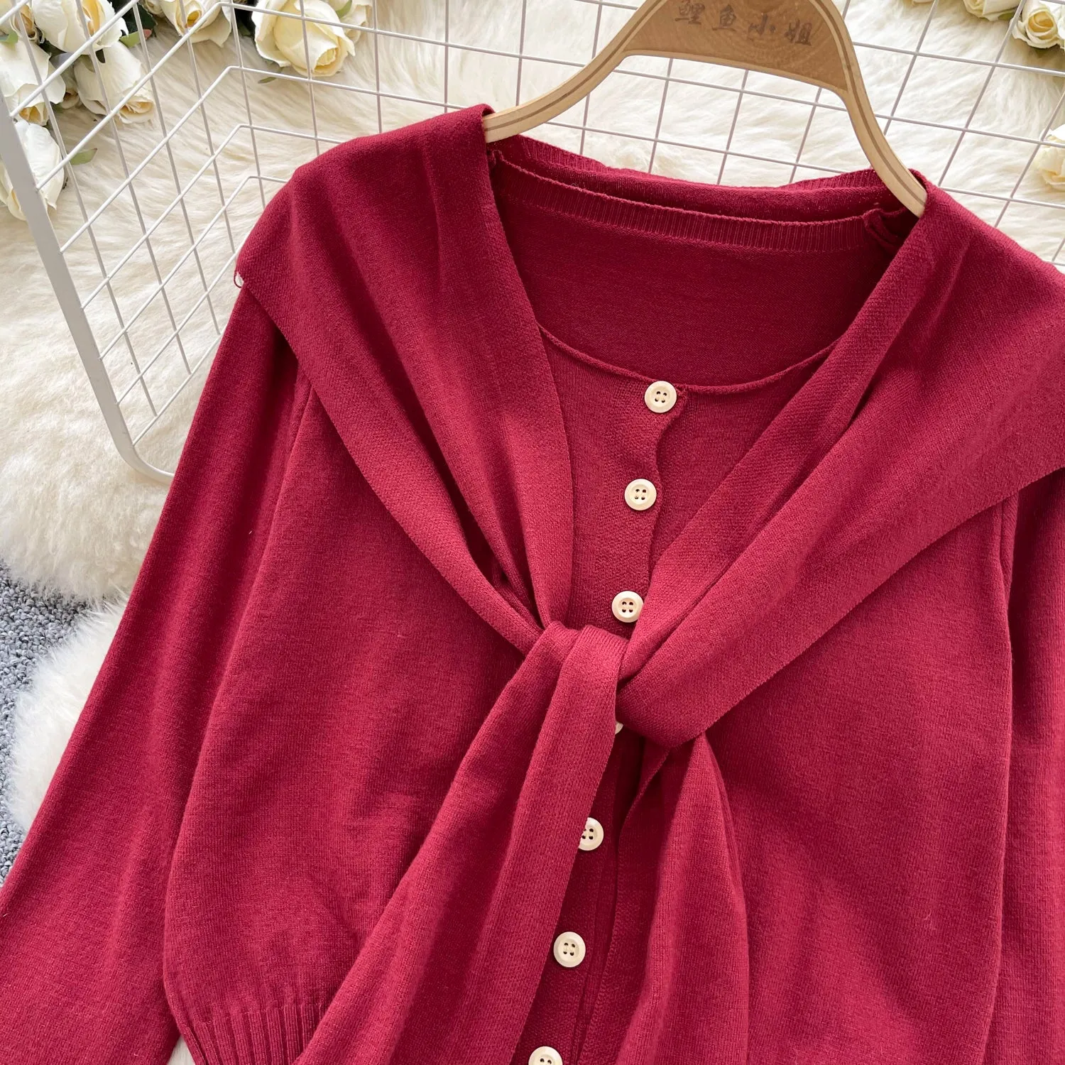 Elegant Single-breasted Cardigan with Shawl