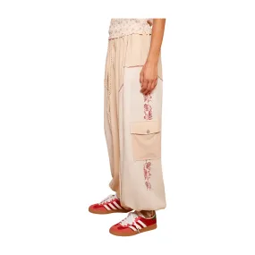 Embroidered Detail Joggers - Toasted Almond