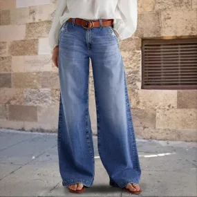 Embroidered Elastic Straight Pants Casual - GlamzLife