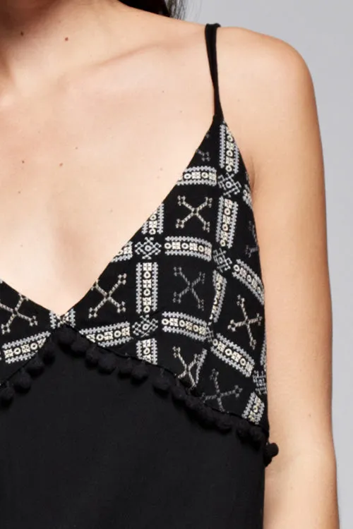 Embroidered Spaghetti Strap Bust Romper