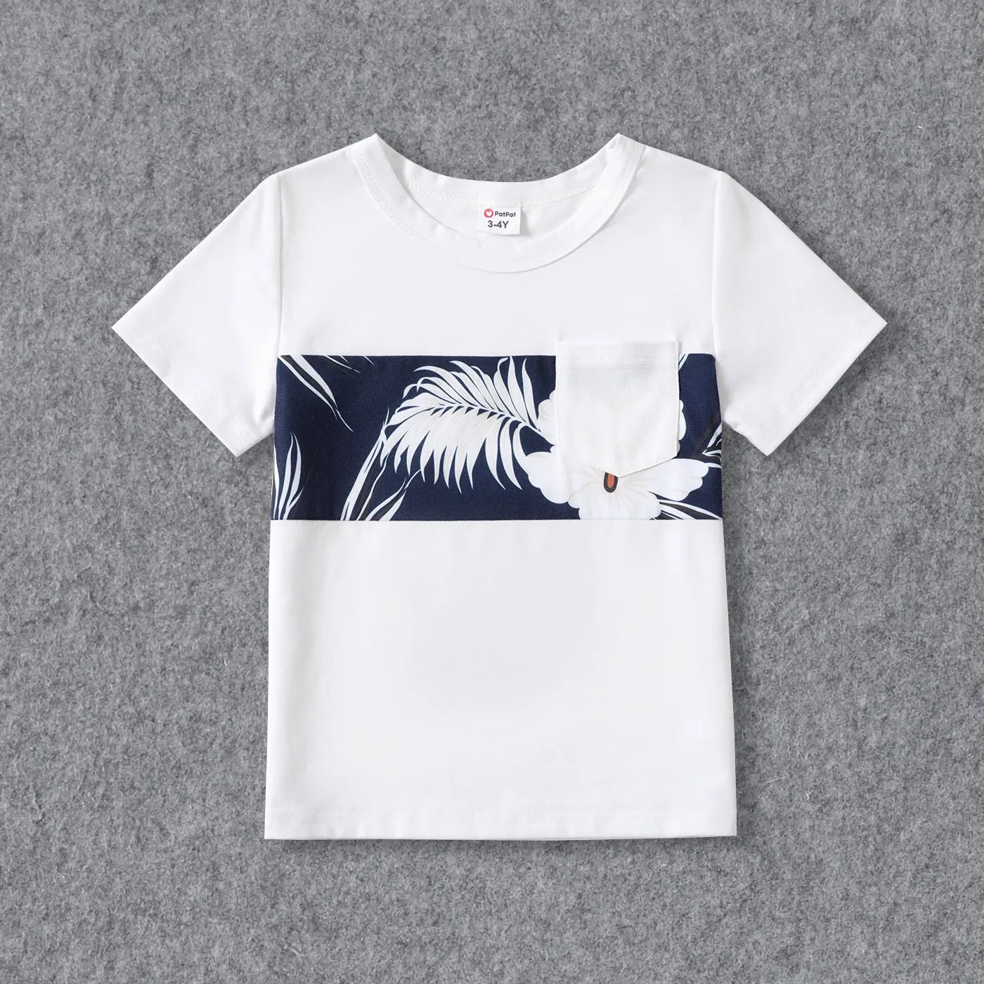 Family Matching White Spaghetti Strap Ruffle V Neck Splicing Floral Print Dresses and Short-sleeve T-shirts Sets