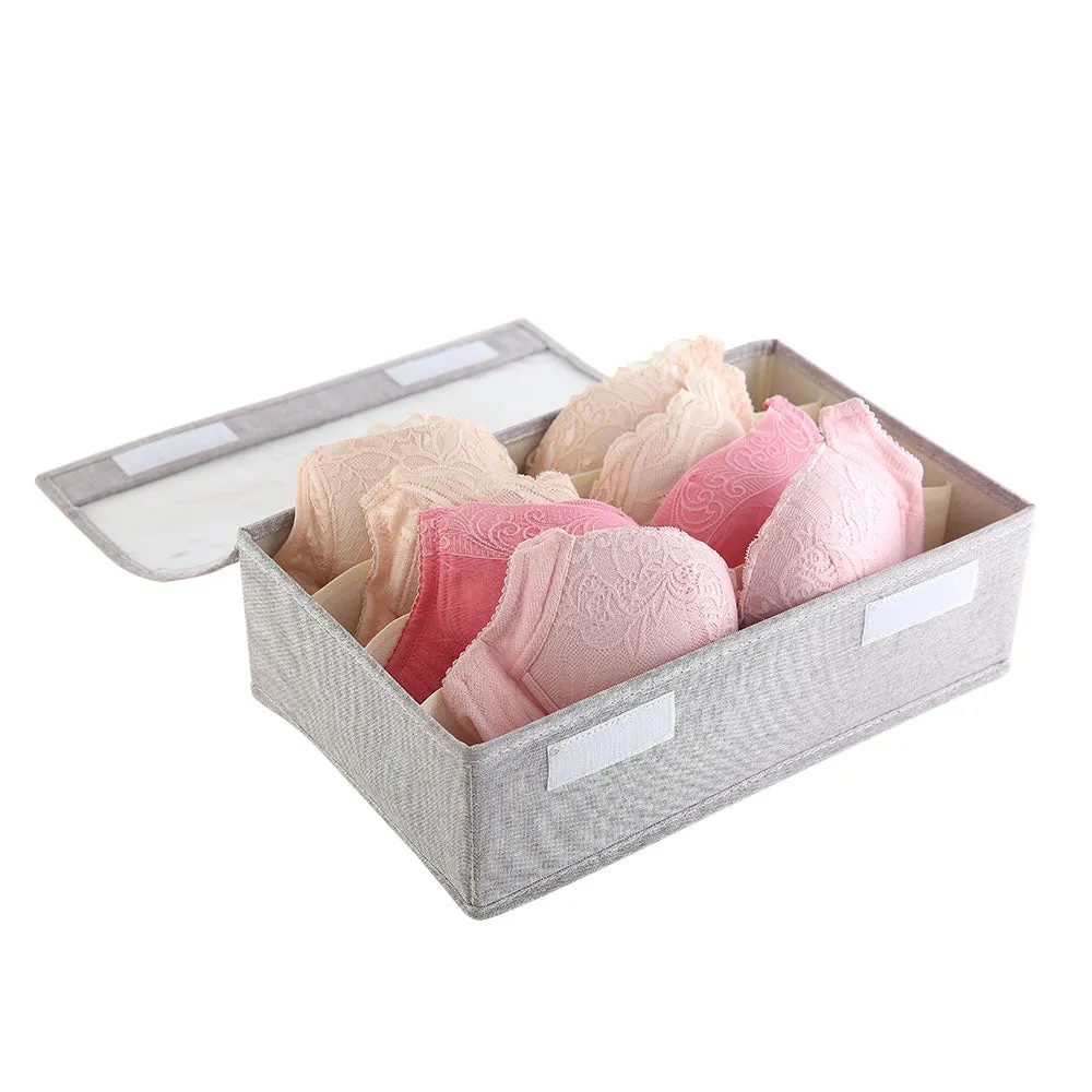 FaSoLa 4-Compartment Underwear Storage Box with Lid - Gray