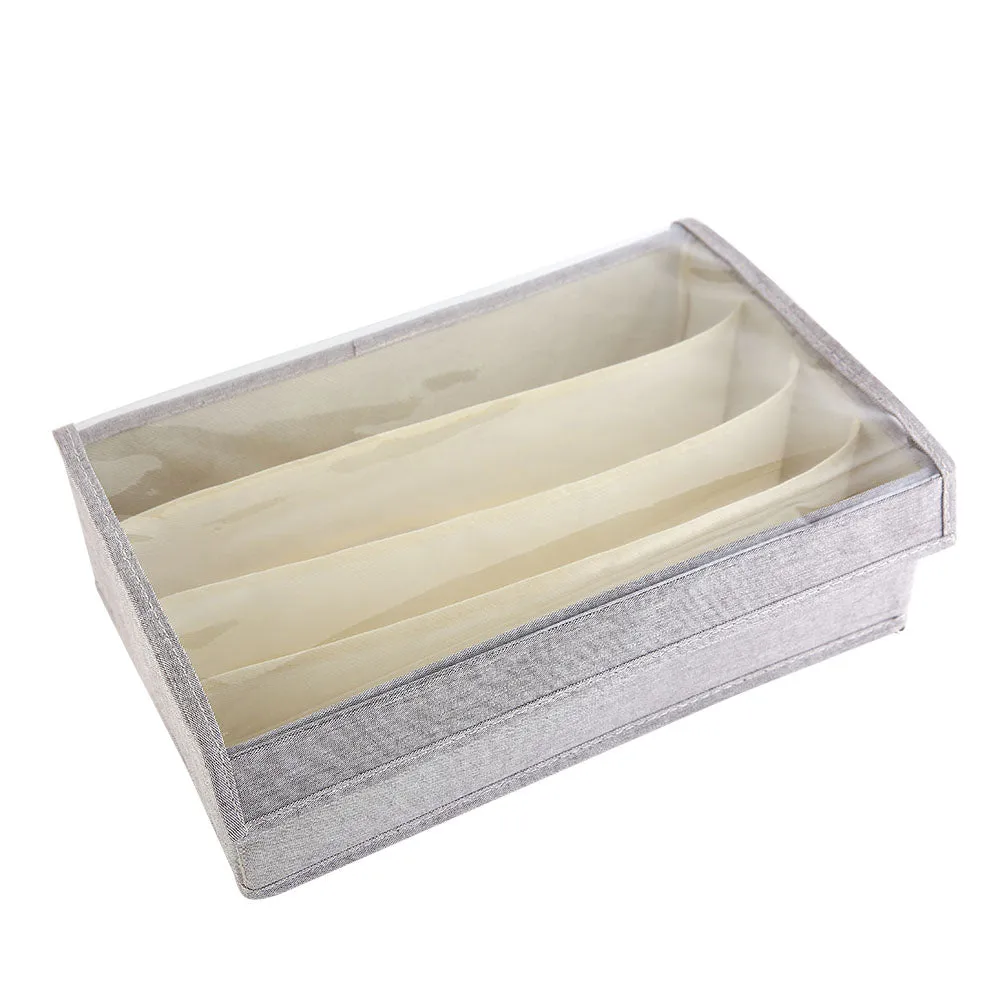 FaSoLa 4-Compartment Underwear Storage Box with Lid - Gray