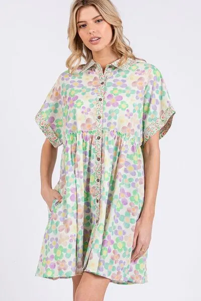 Floral Babydoll Short Sleeves Dress
