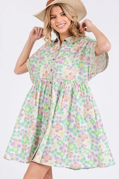 Floral Babydoll Short Sleeves Dress