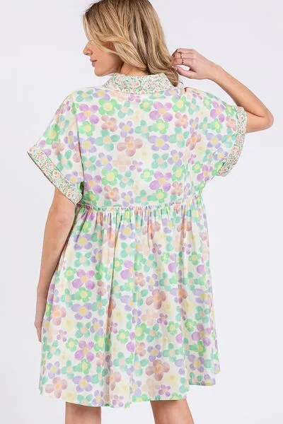 Floral Babydoll Short Sleeves Dress