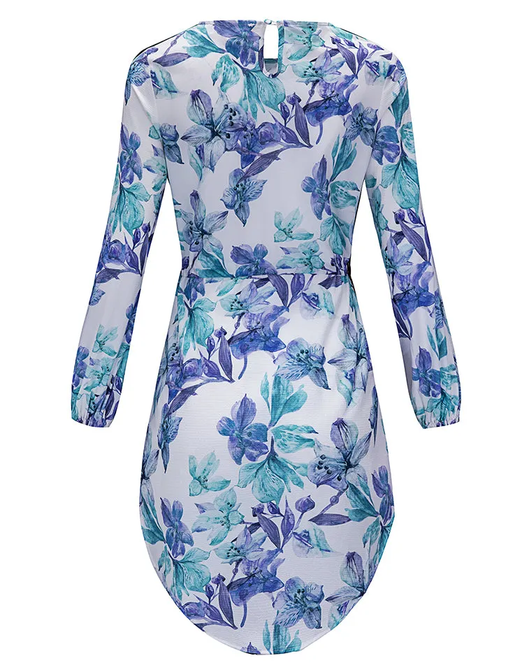 Floral Drawstring Loop Blouse