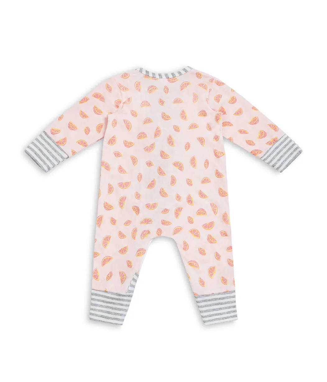 Footless Romper Cotton Pink Sliced