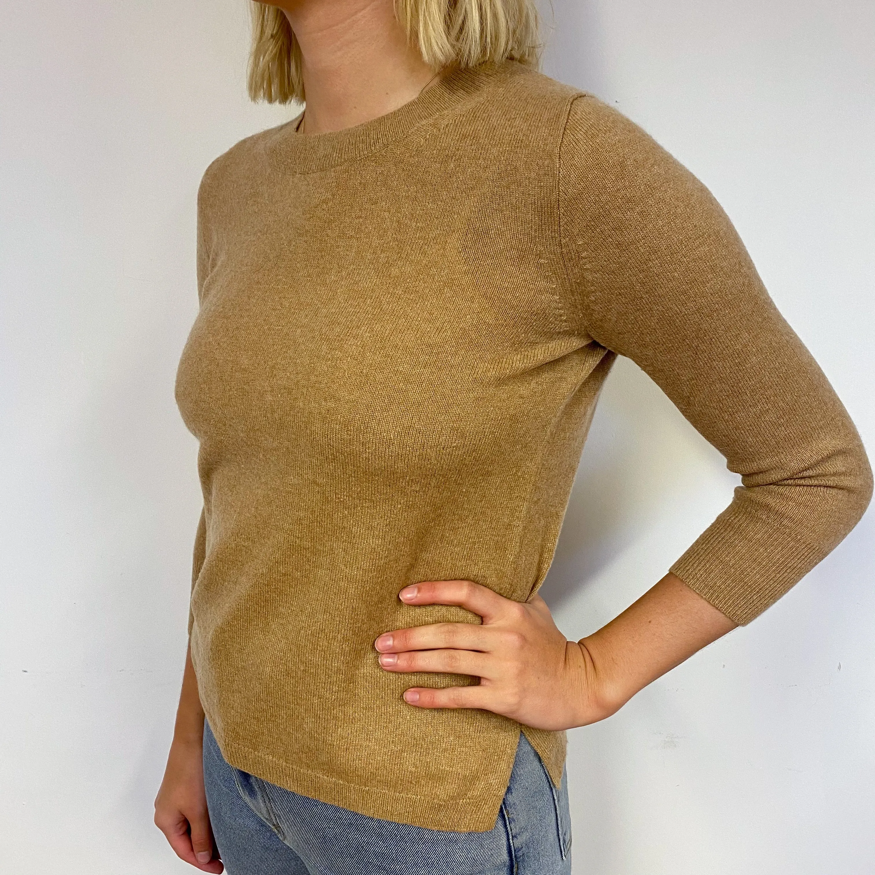 Fudge Brown Cashmere Crew Neck Jumper Small