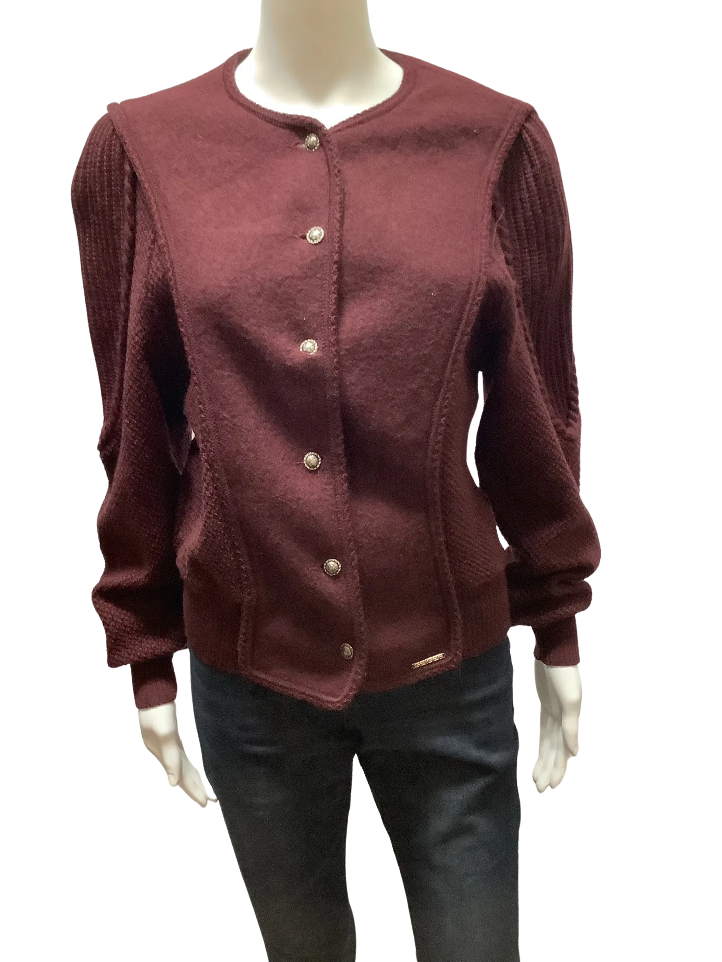 Geiger Maroon Cardigan Sweater Austrian Size: 44