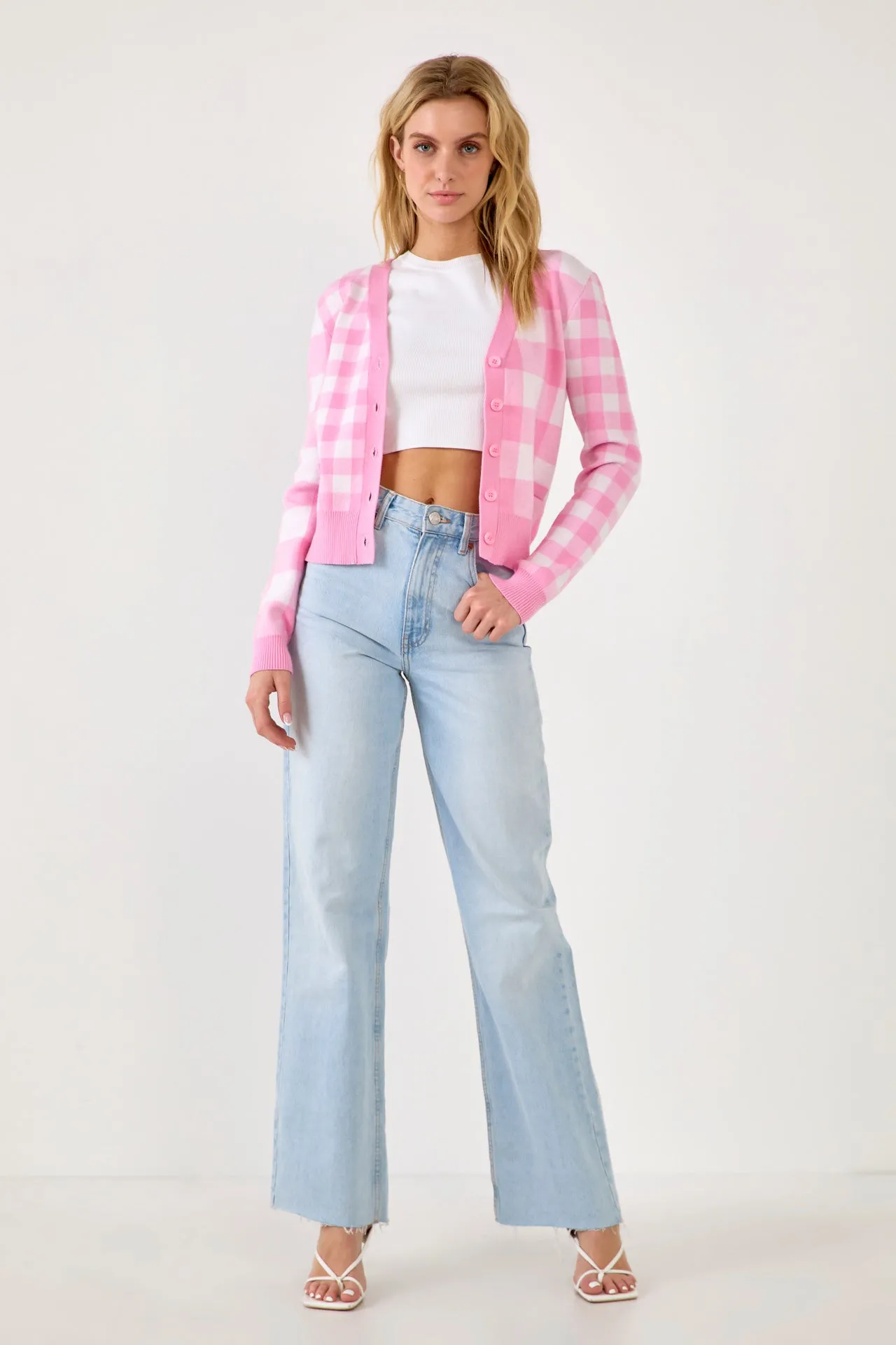 Gingham Knit Cardigan