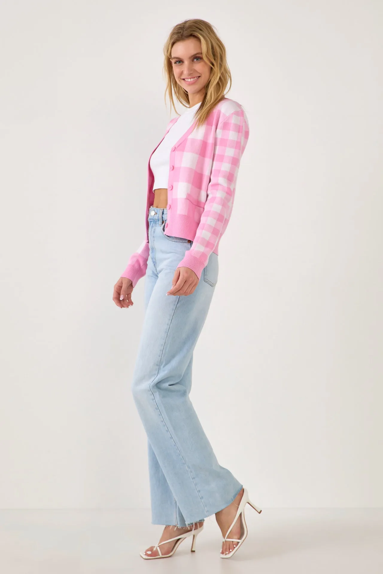 Gingham Knit Cardigan