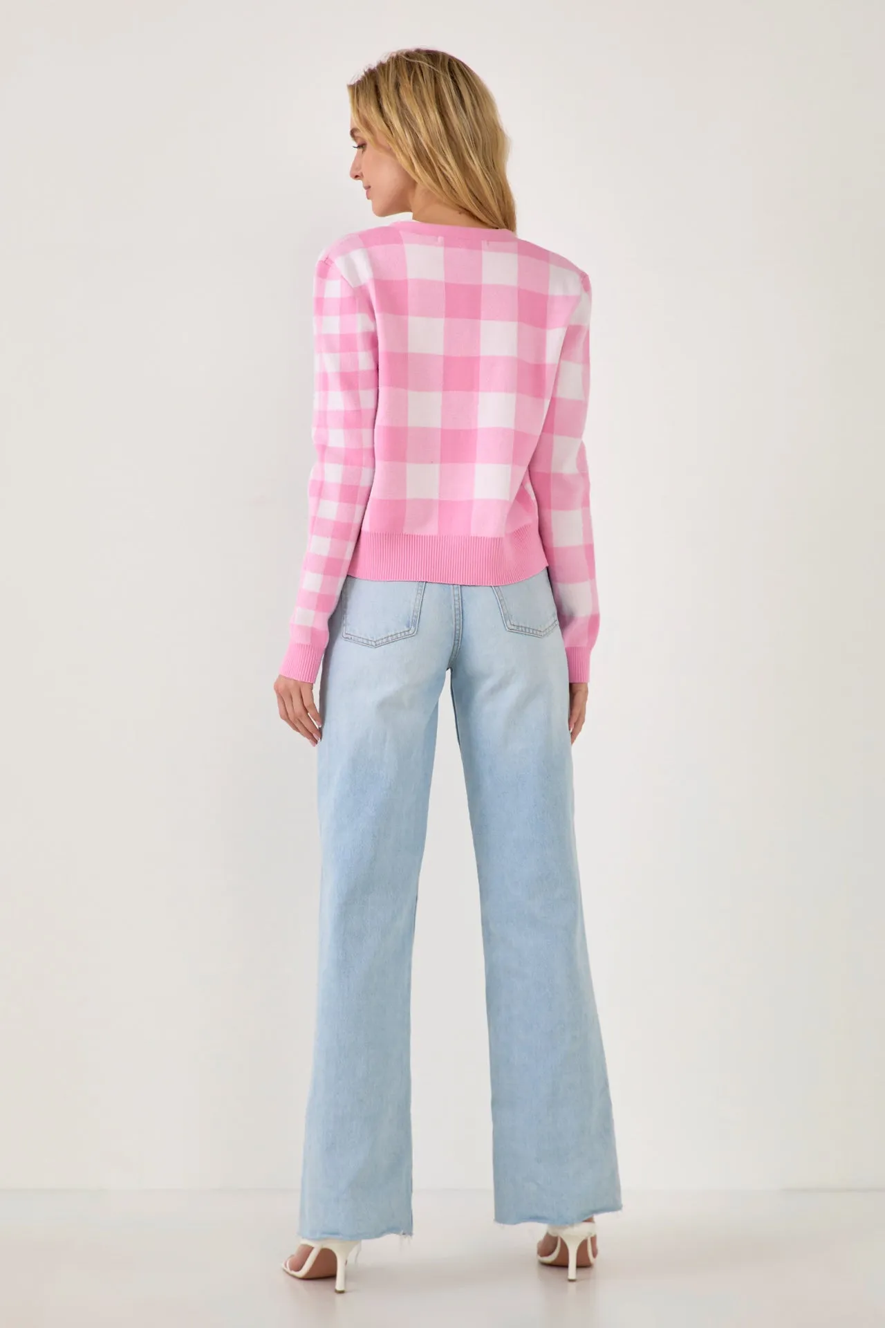 Gingham Knit Cardigan