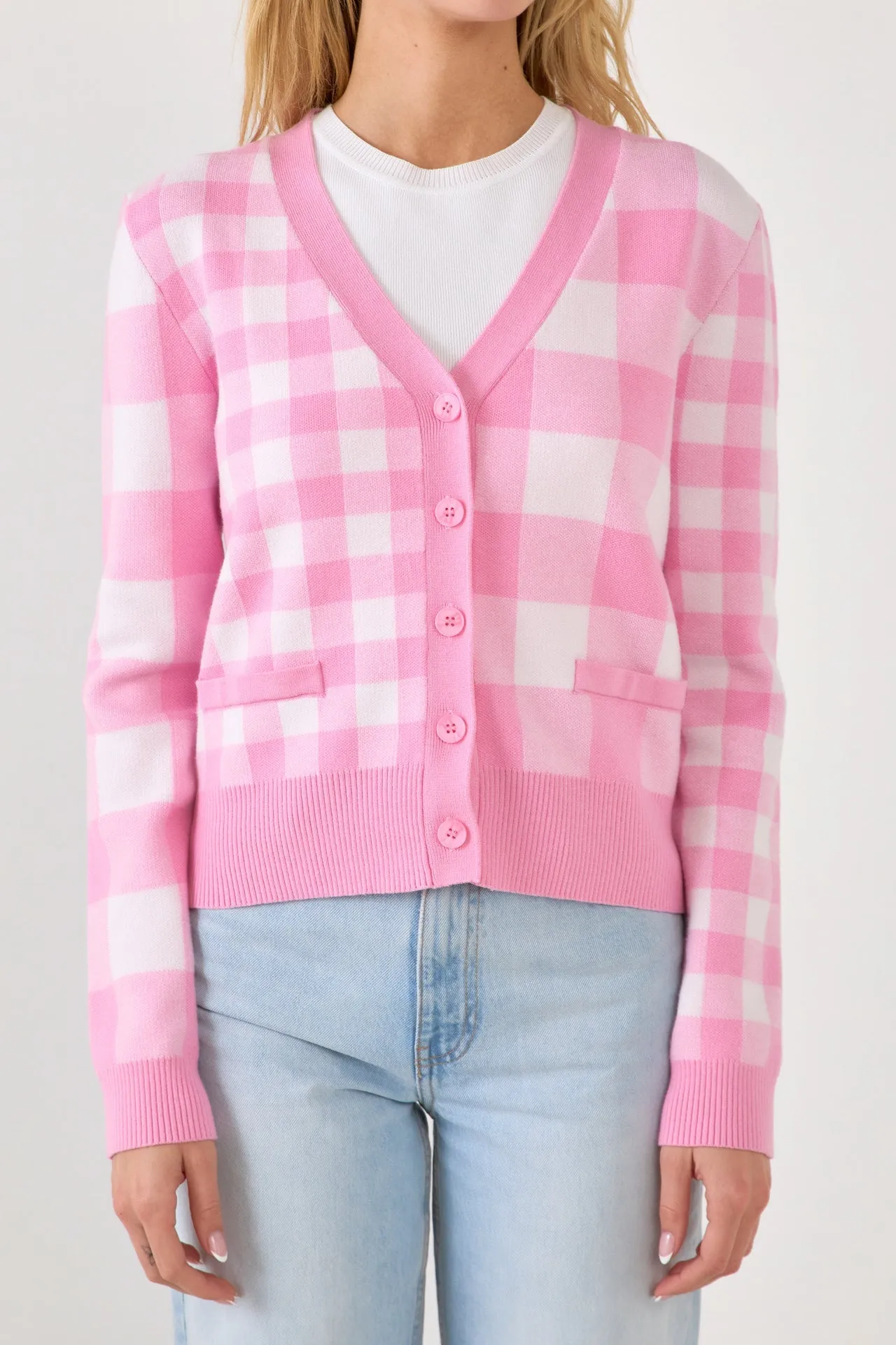 Gingham Knit Cardigan