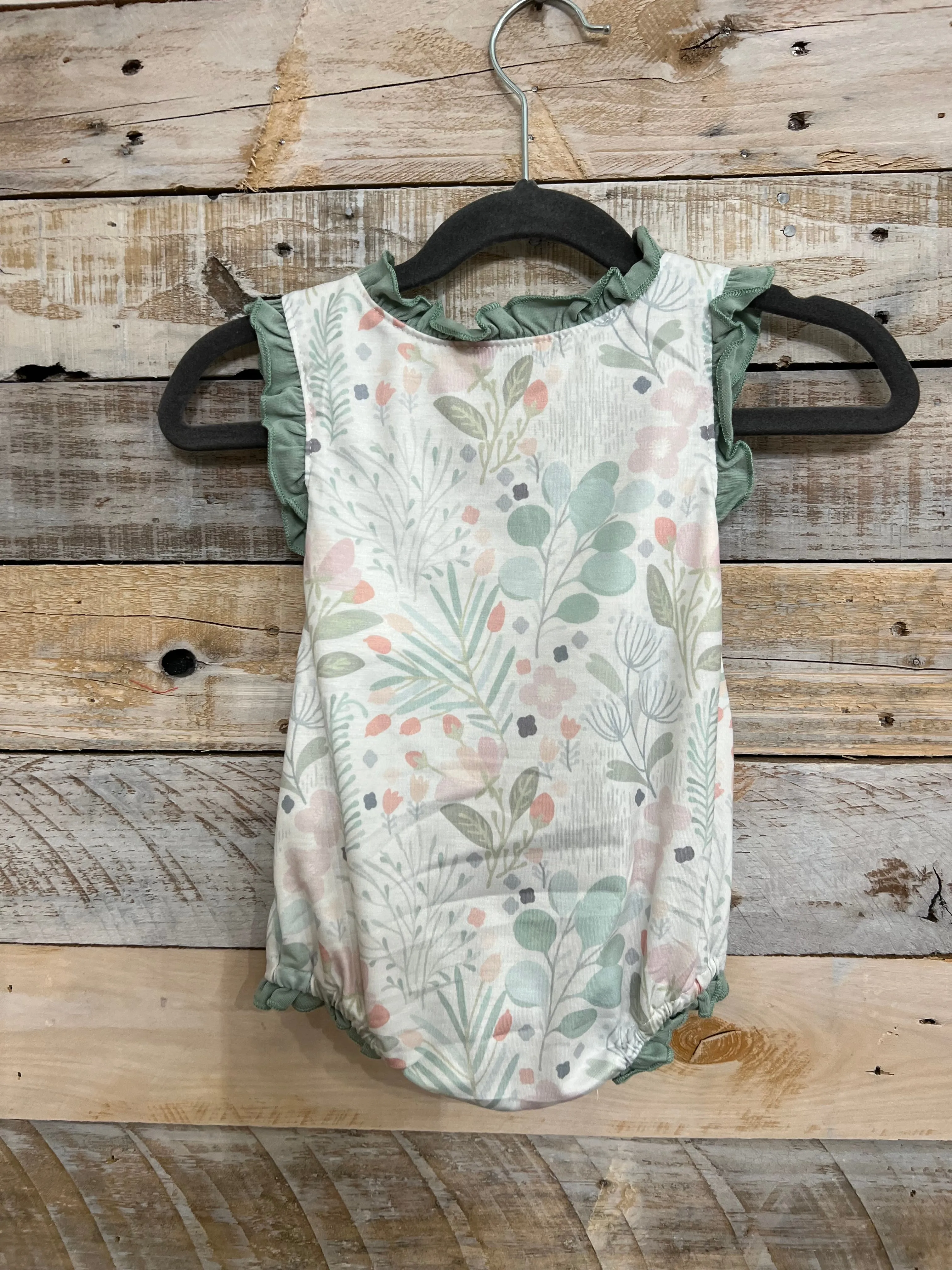 Green Floral Bubble Romper