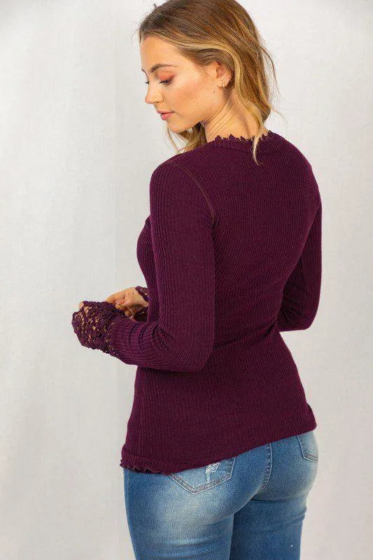 Knit Henley Scoop Neck Top