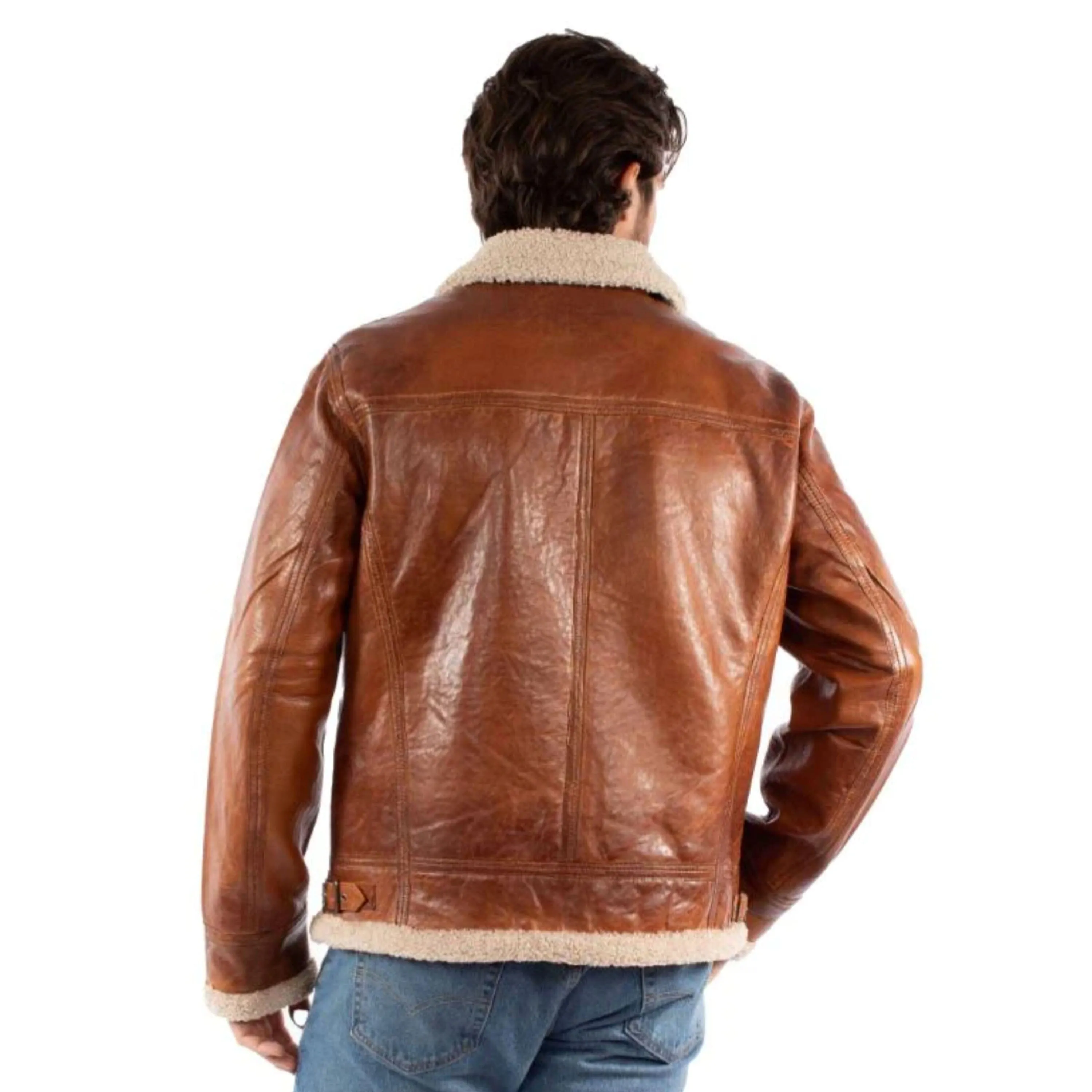 Leather Bomber Jacket - Cognac - Scully - JSY39