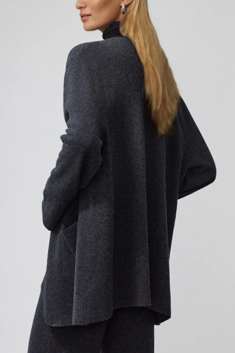 Lightweight Boiled Wool Coatigan Sweater with One Button