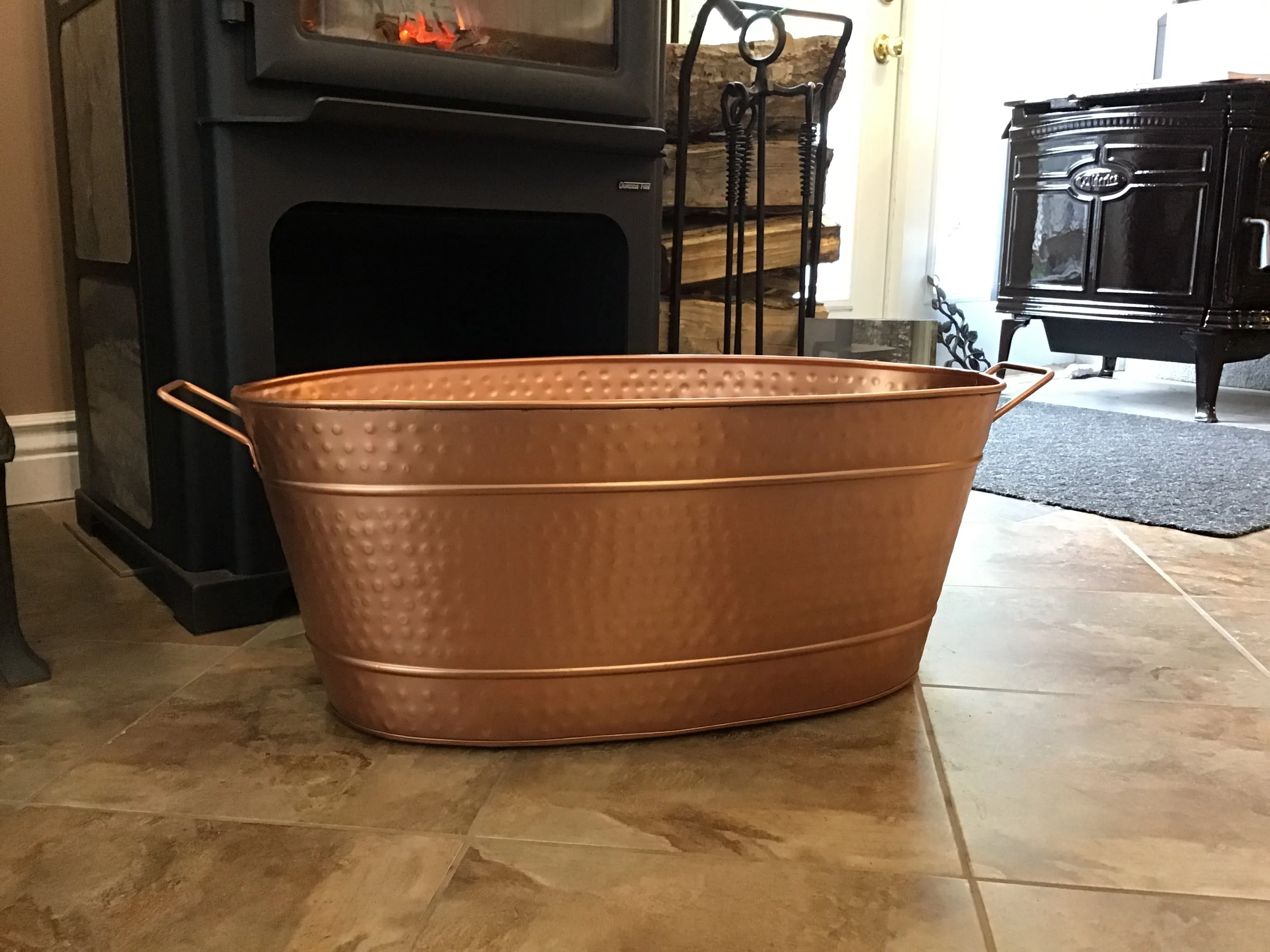 Log Holder - Large Copper Oval