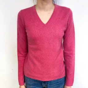 Loganberry Pink Cashmere V-Neck Jumper Extra Small