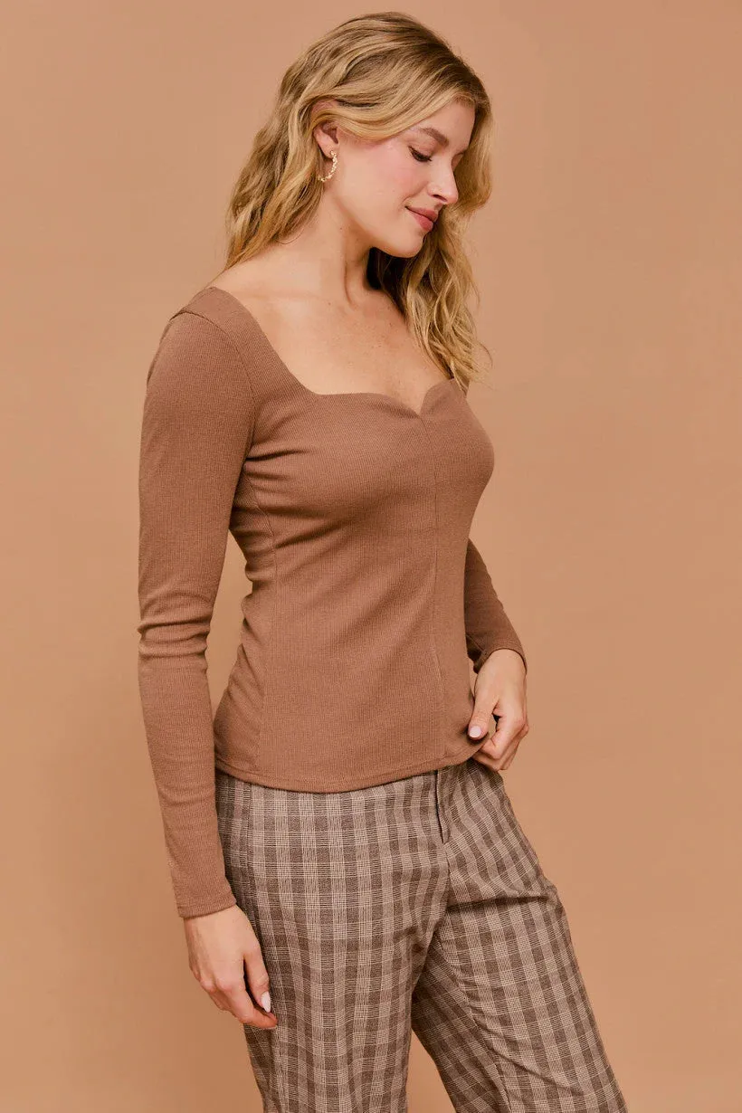 LONG SLEEVE SWEETHEART RIB TOP