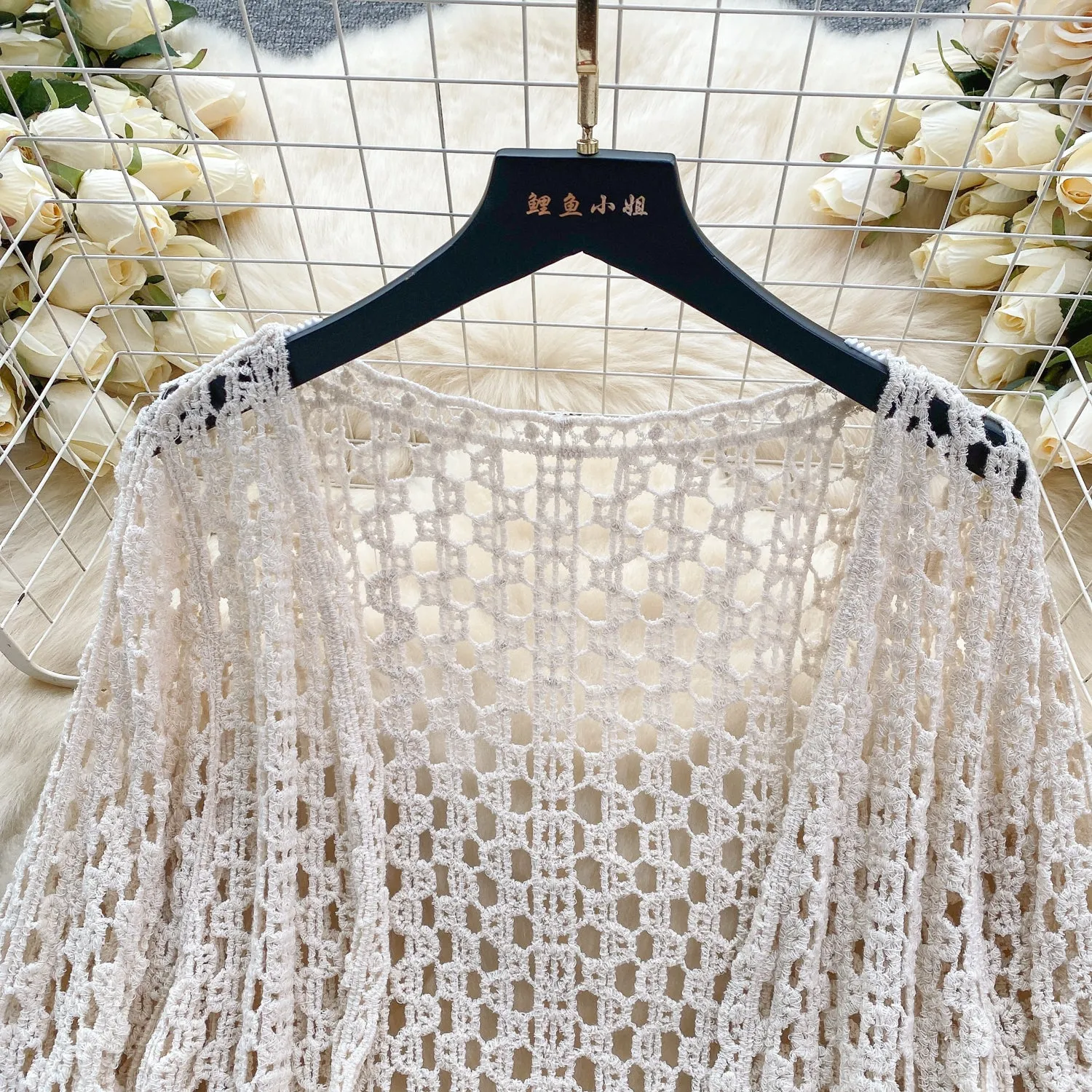 Loose-fit Hollowed Crochet Cardigan