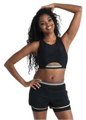 Lurex Trimmed Racer Crop - Adult