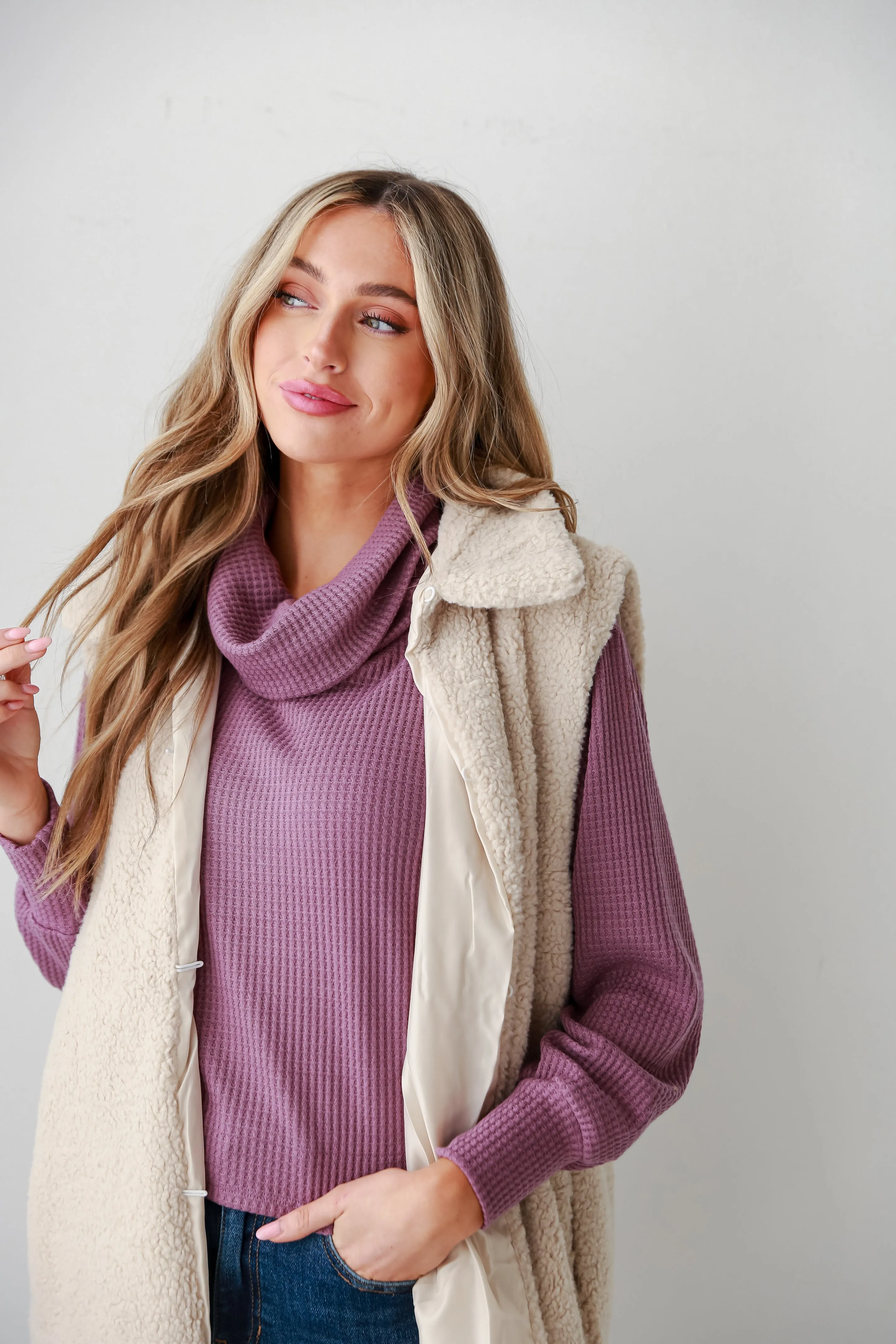 Luxurious Warmth Ivory Sherpa Vest - DOORBUSTER