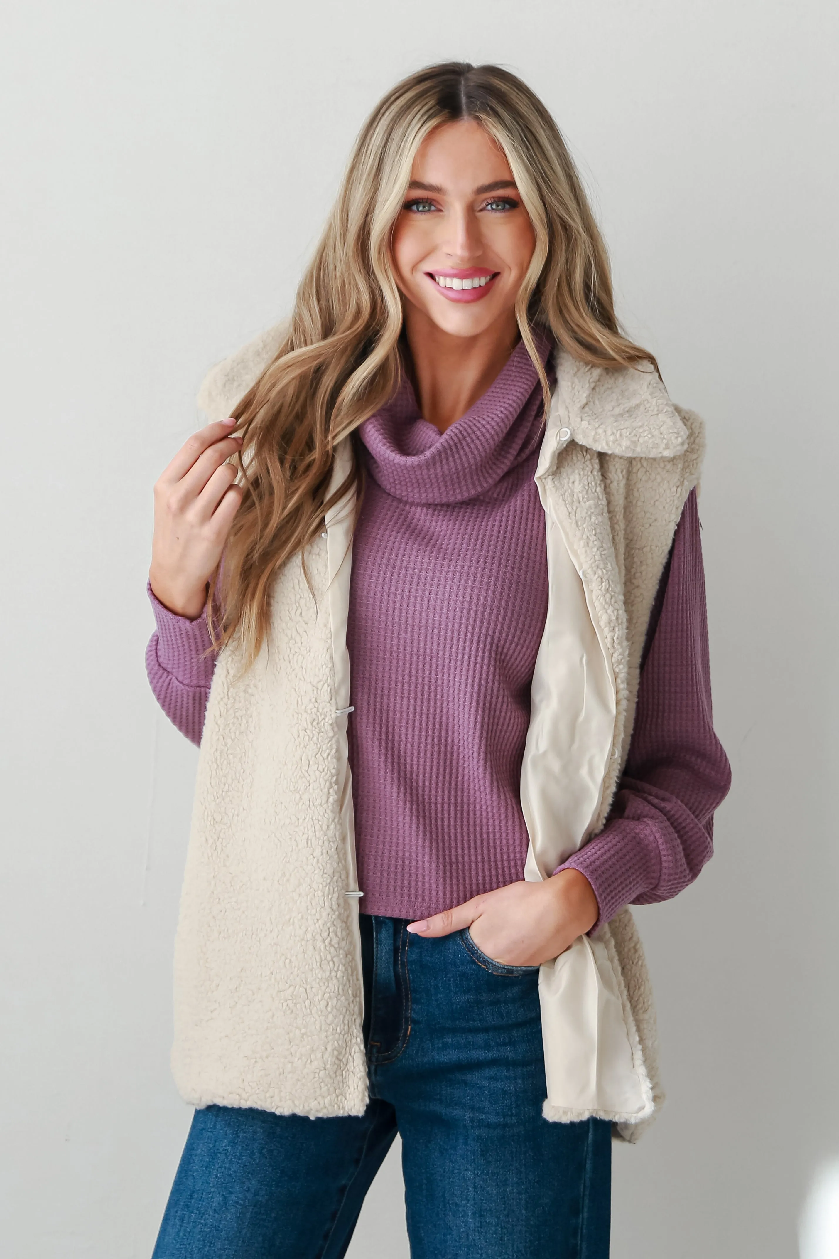 Luxurious Warmth Ivory Sherpa Vest - DOORBUSTER