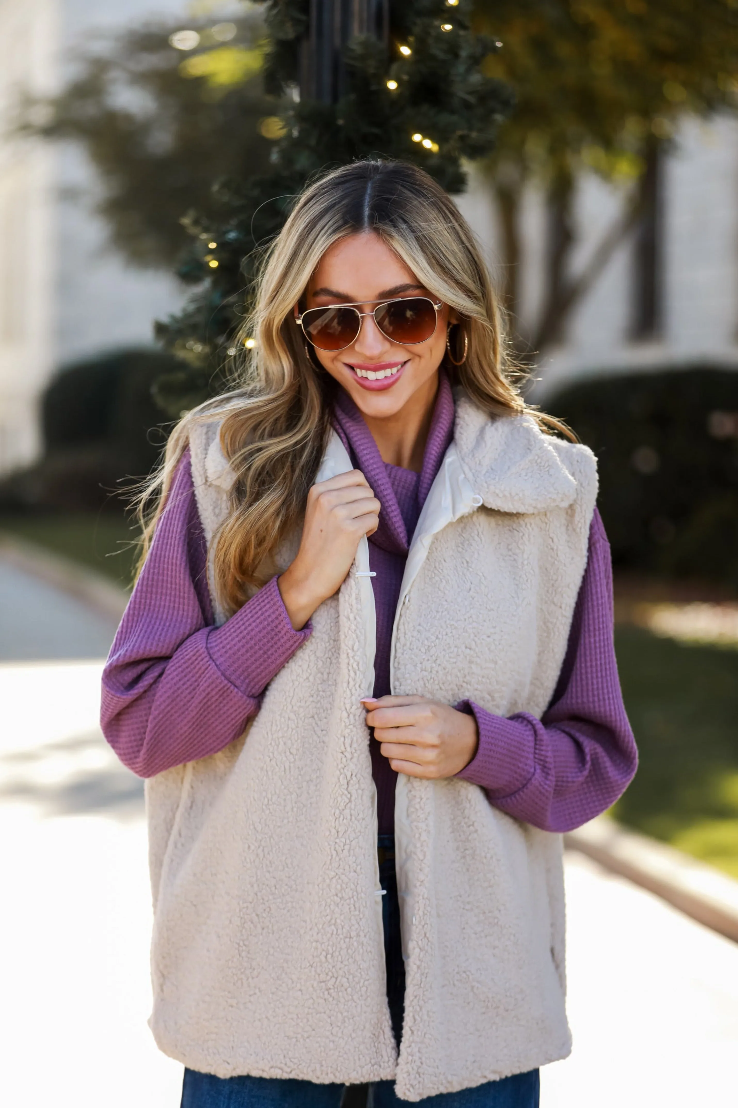 Luxurious Warmth Ivory Sherpa Vest - DOORBUSTER