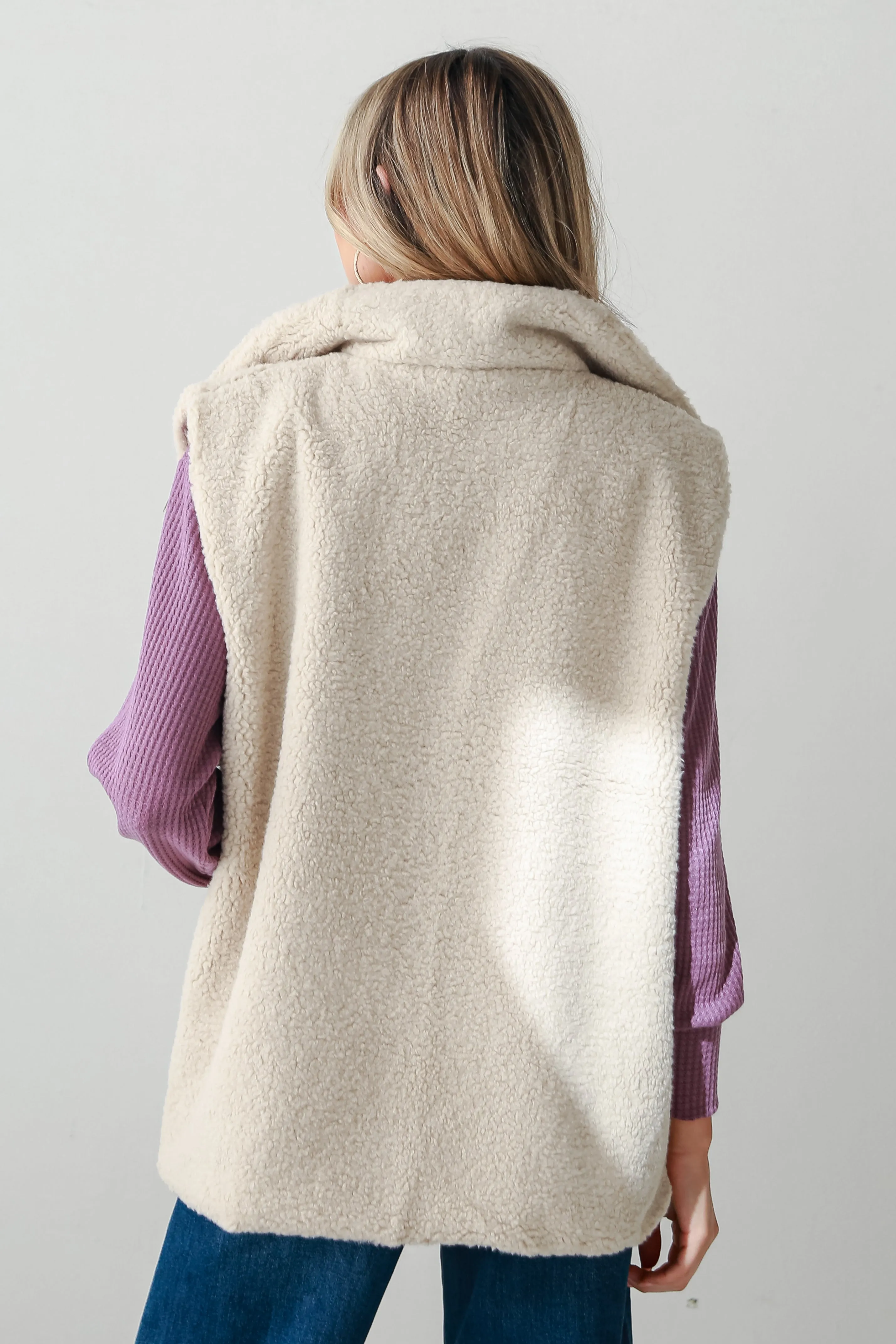 Luxurious Warmth Ivory Sherpa Vest - DOORBUSTER