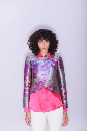 Lydia Cropped Jacquard Jacket - Peruvian Quartz