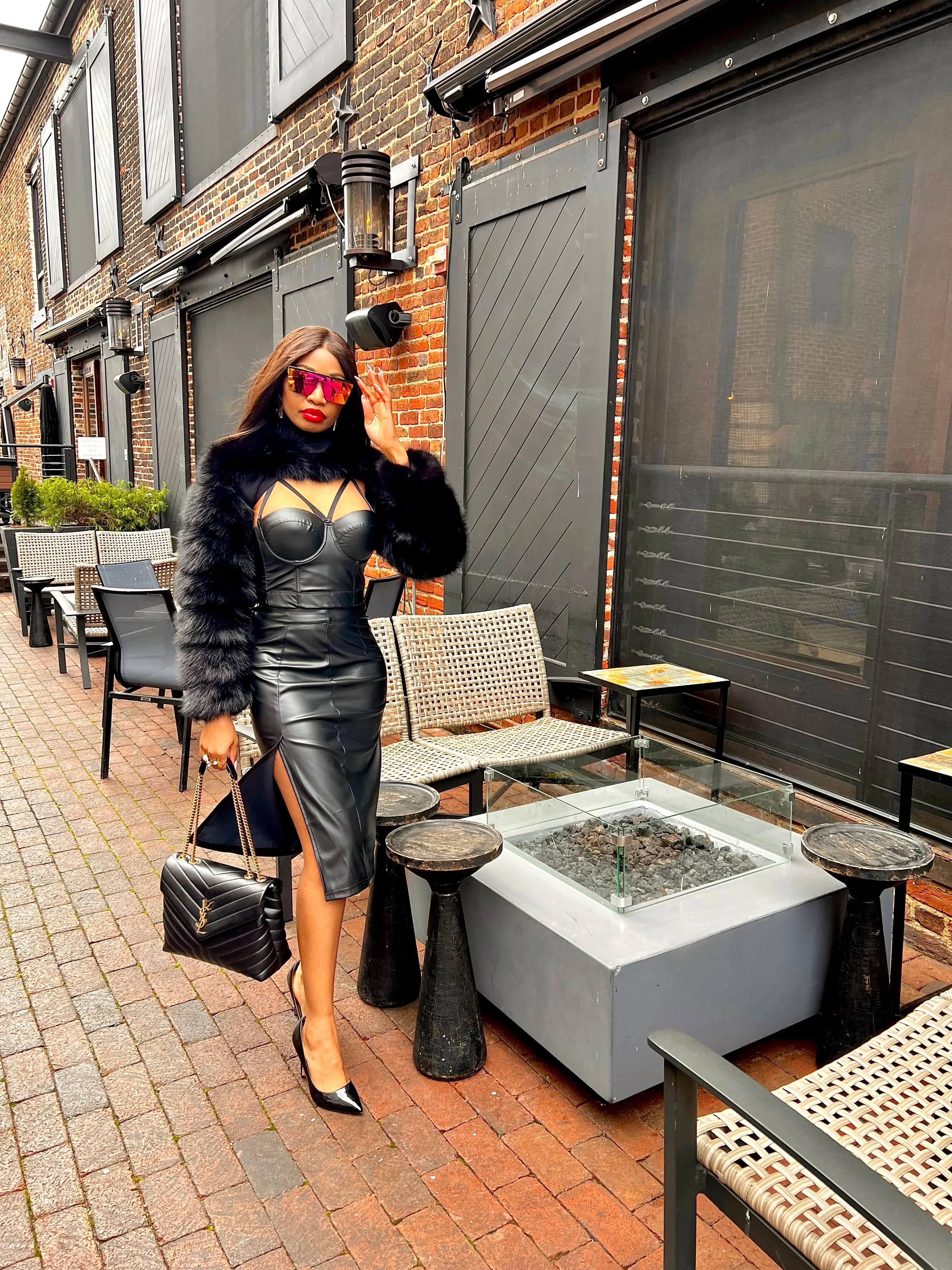 Madam Mystique Blair Black Faux Fur Cropped Jacket
