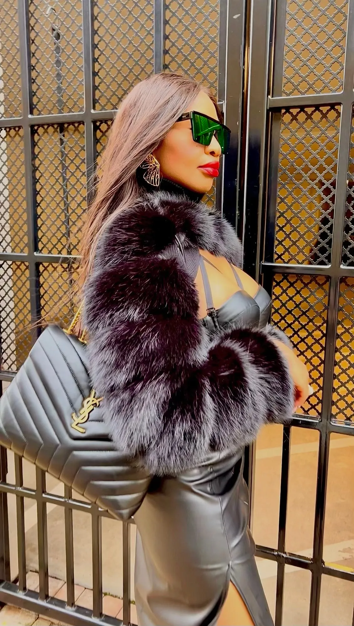 Madam Mystique Blair Black Faux Fur Cropped Jacket