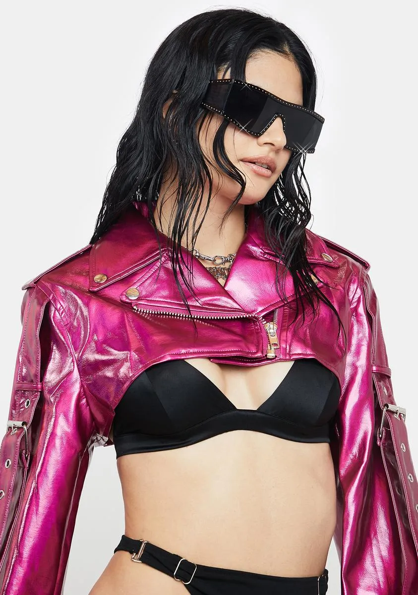 Magenta Rev It Up Shrug Moto Jacket