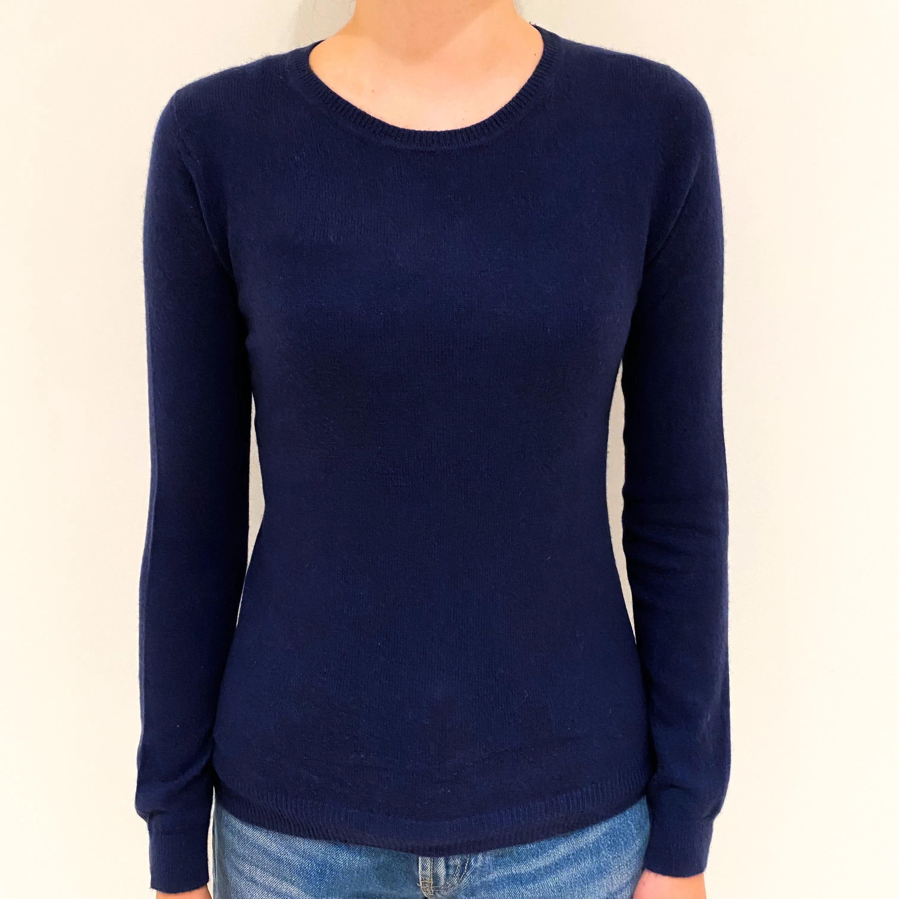 Midnight Blue Cashmere Crew Neck Jumper Extra Small