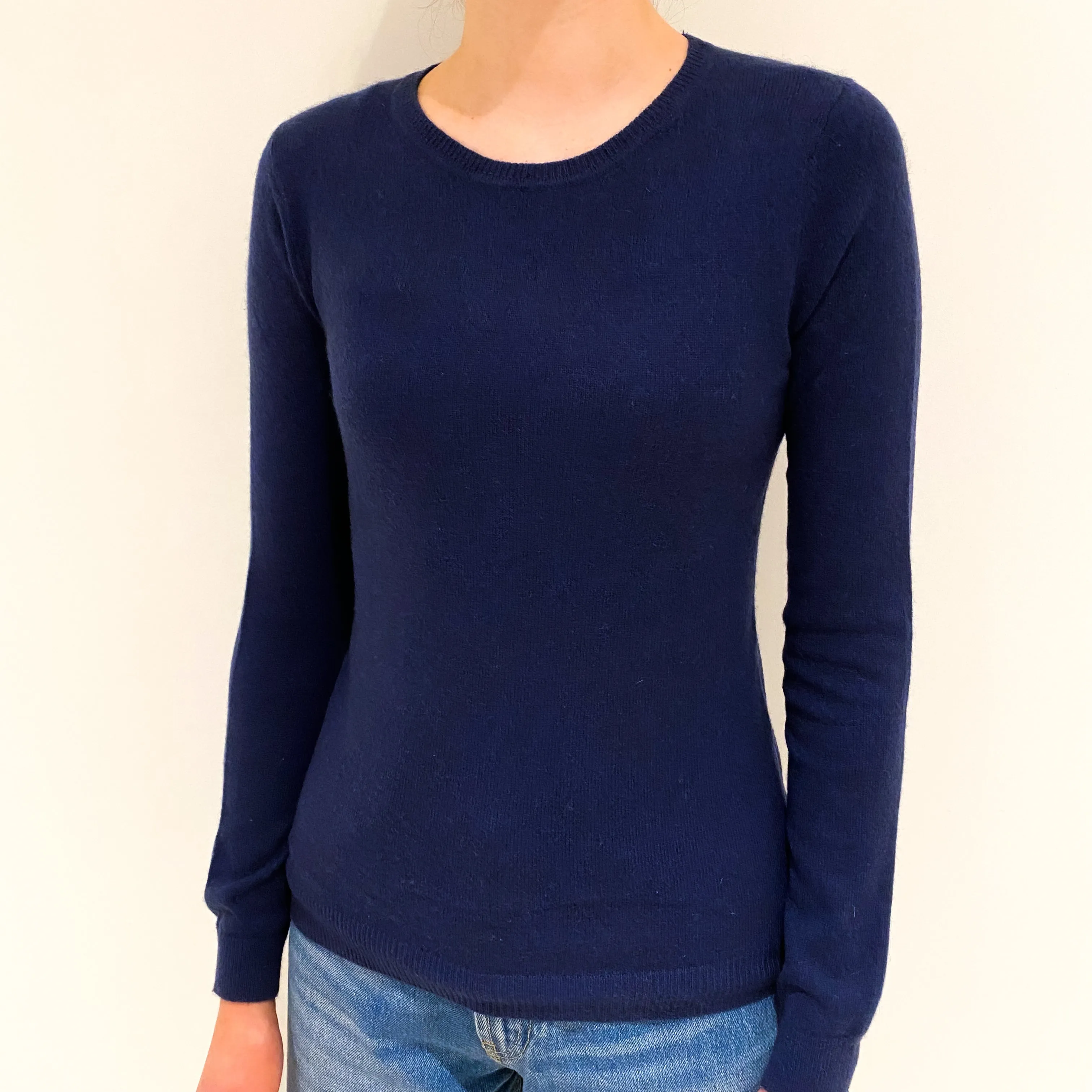 Midnight Blue Cashmere Crew Neck Jumper Extra Small