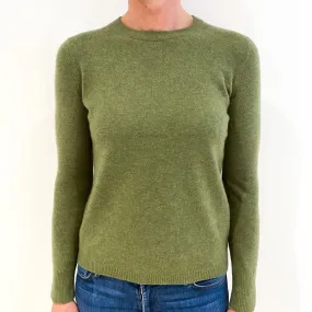Moss Green Cashmere Crew Neck Jumper Small