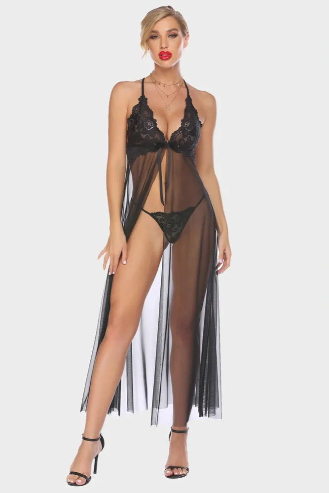 Navy Elegance Lace Maxi Lingerie