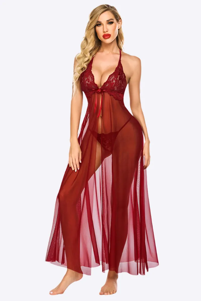 Navy Elegance Lace Maxi Lingerie