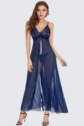 Navy Elegance Lace Maxi Lingerie