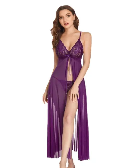 Navy Elegance Lace Maxi Lingerie