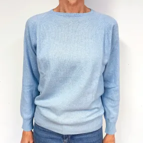 New Pale Blue Cashmere Crew Neck Jumper Medium
