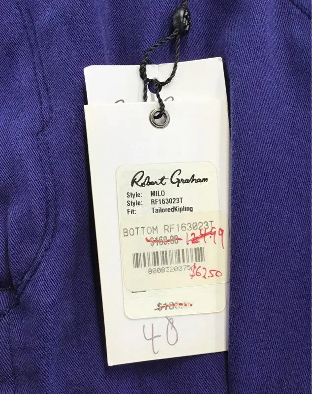 NWT Robert Graham Men's Purple Tailored Kipling Chino Pants - Size 40